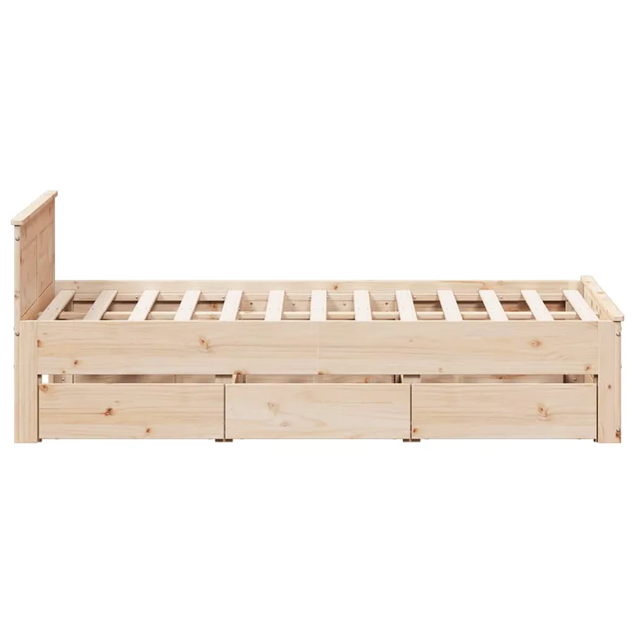 Cadre de lit sans matelas avec tête de lit 135x190 cm bois pin - 5