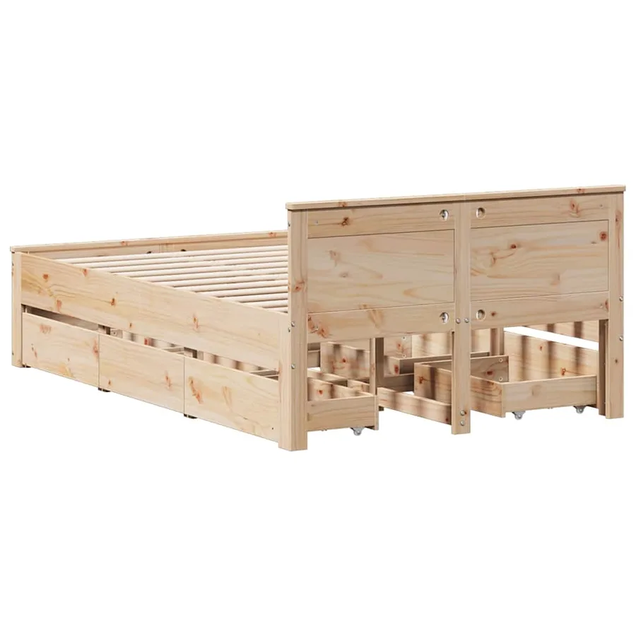 Cadre de lit sans matelas avec tête de lit 135x190 cm bois pin - 6