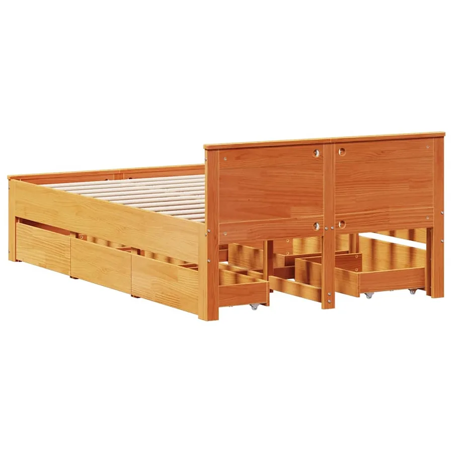 Cadre de lit sans matelas avec tête de lit brun cire 135x190 cm - 6