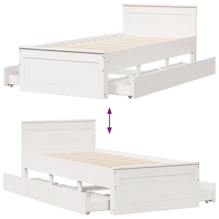 Cadre de lit sans matelas avec tête de lit 90x200cm bois de pin - 10