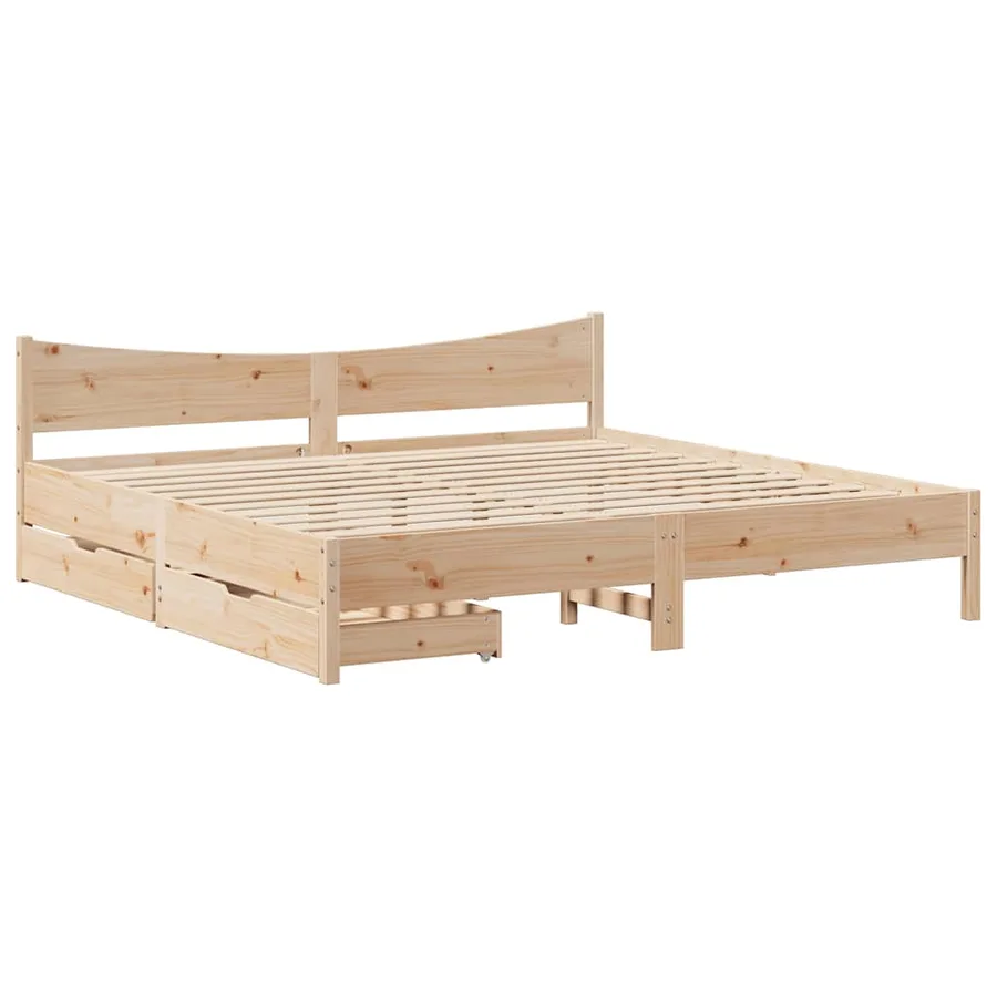 Cadre de lit avec tiroirs 200x200 cm bois massif de pin - 2