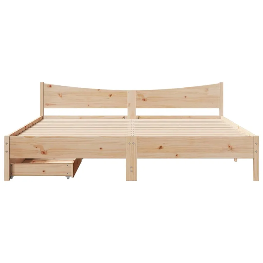 Cadre de lit avec tiroirs 200x200 cm bois massif de pin - 4