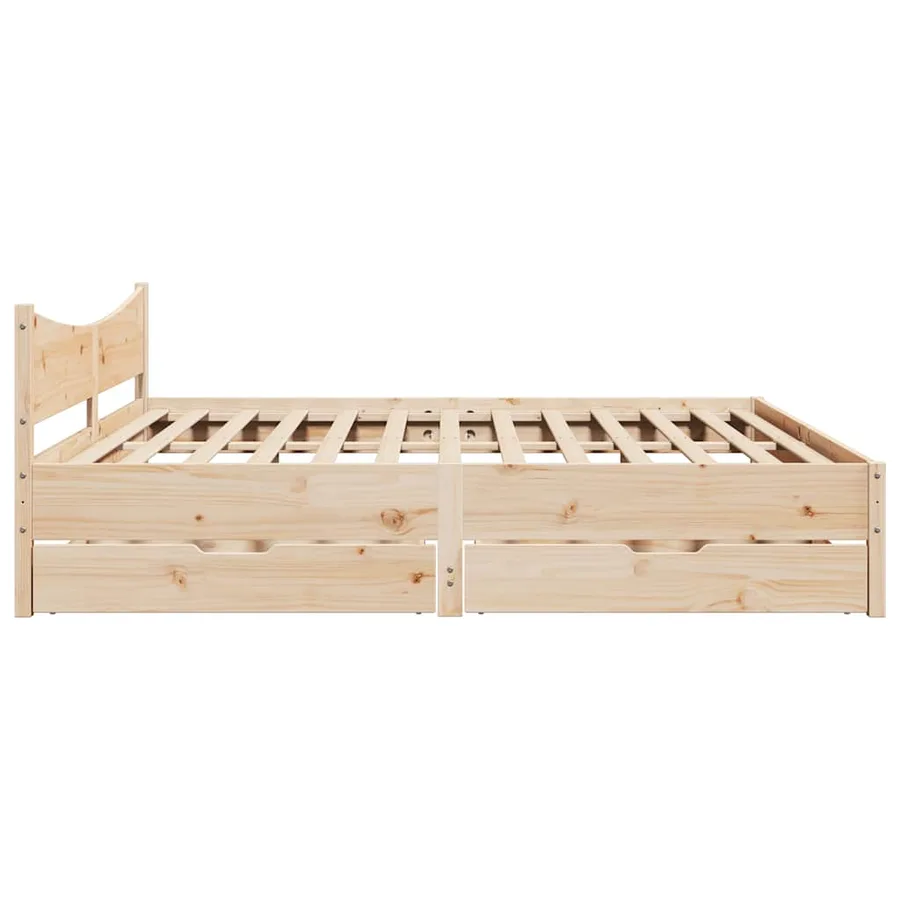 Cadre de lit avec tiroirs 200x200 cm bois massif de pin - 7
