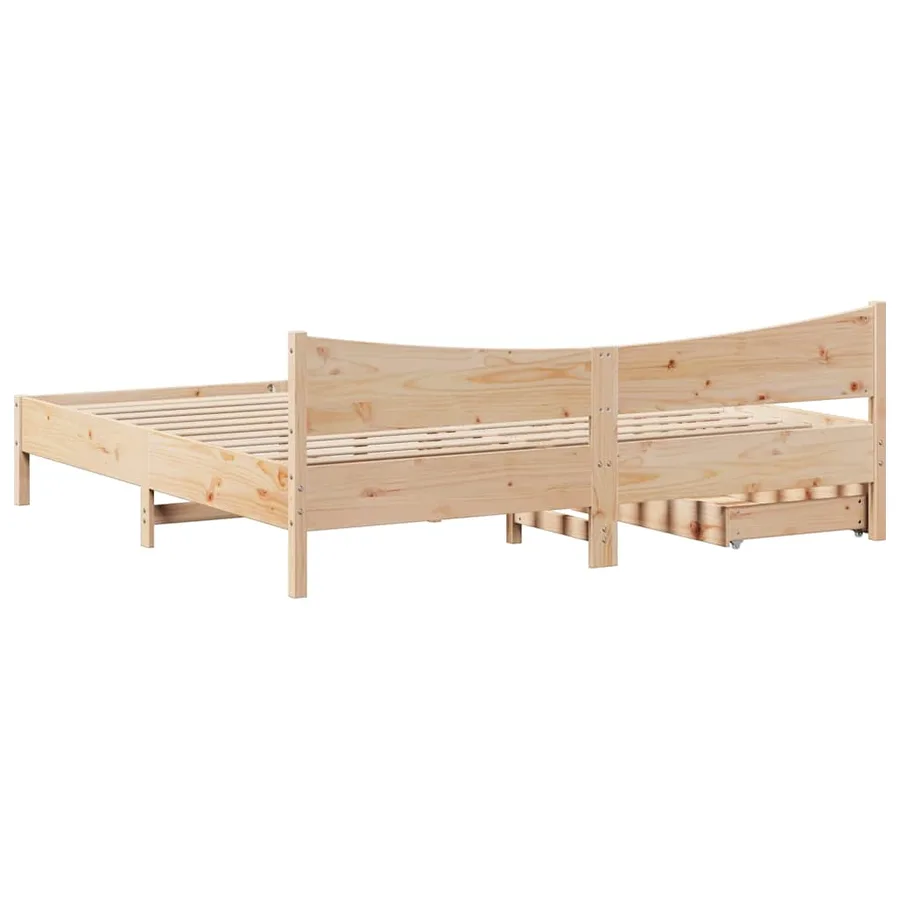 Cadre de lit avec tiroirs 200x200 cm bois massif de pin - 8