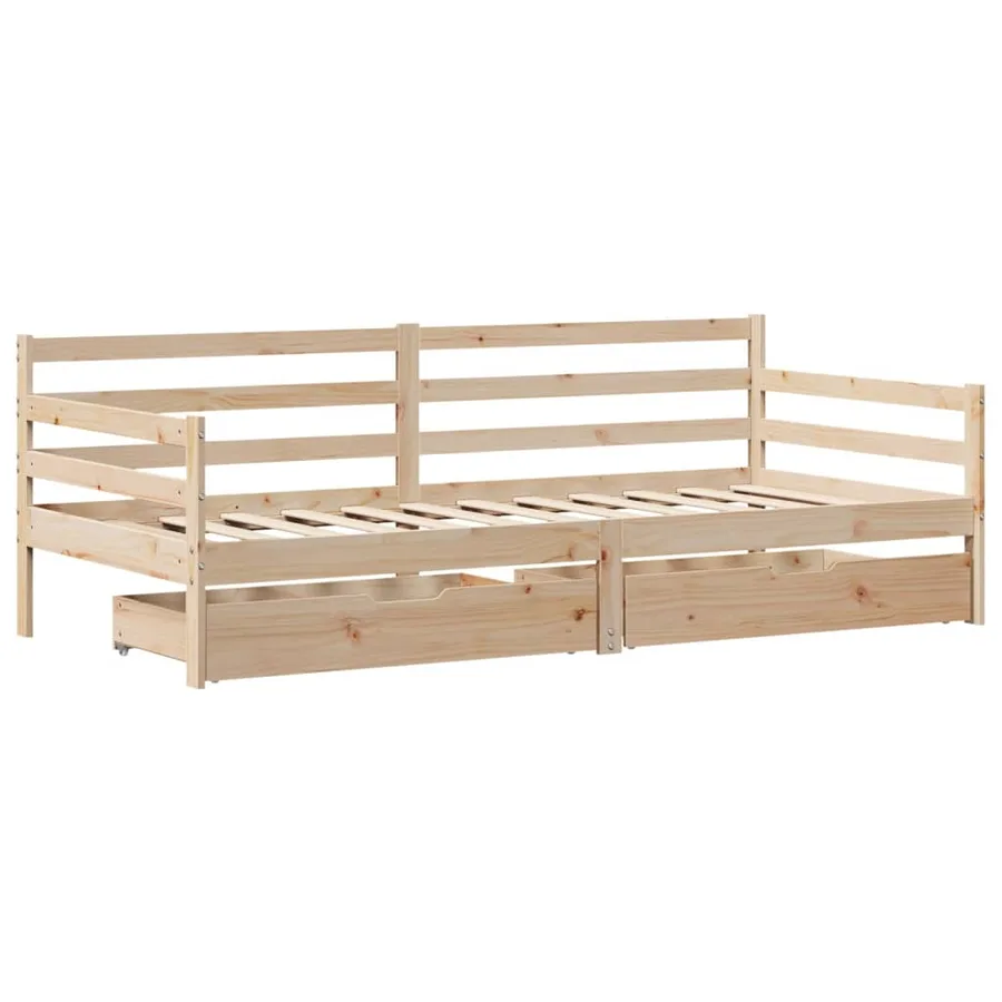 Lit de jour avec tiroirs sans matelas 90x200 cm bois massif - 3
