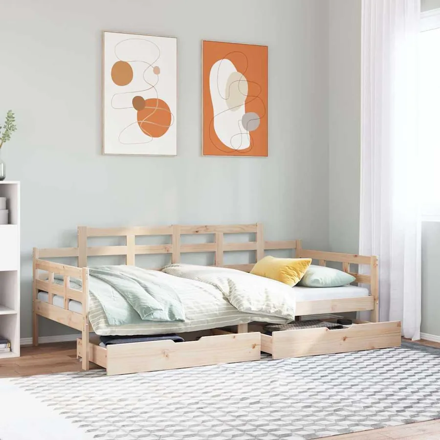 Lit de jour avec tiroirs sans matelas 80x200 cm bois massif