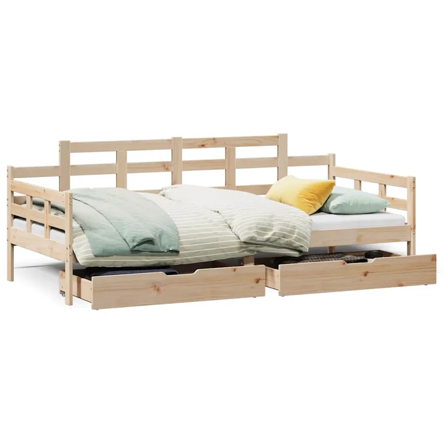 Lit de jour avec tiroirs sans matelas 80x200 cm bois massif - 2