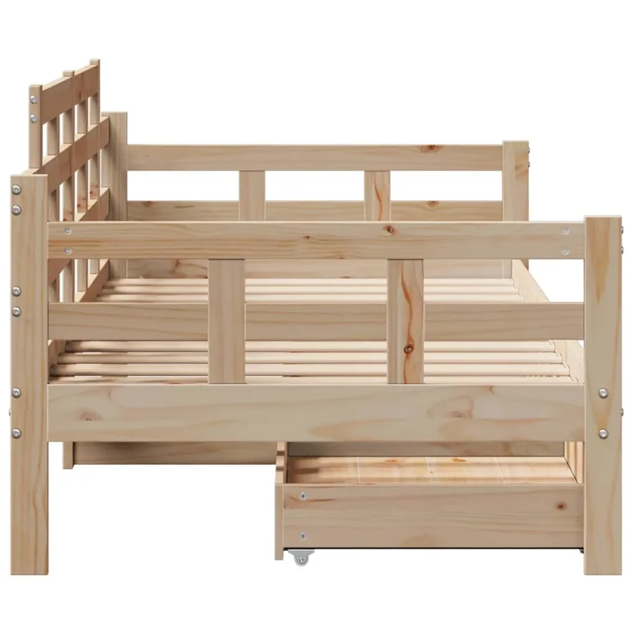 Lit de jour avec tiroirs sans matelas 80x200 cm bois massif - 5