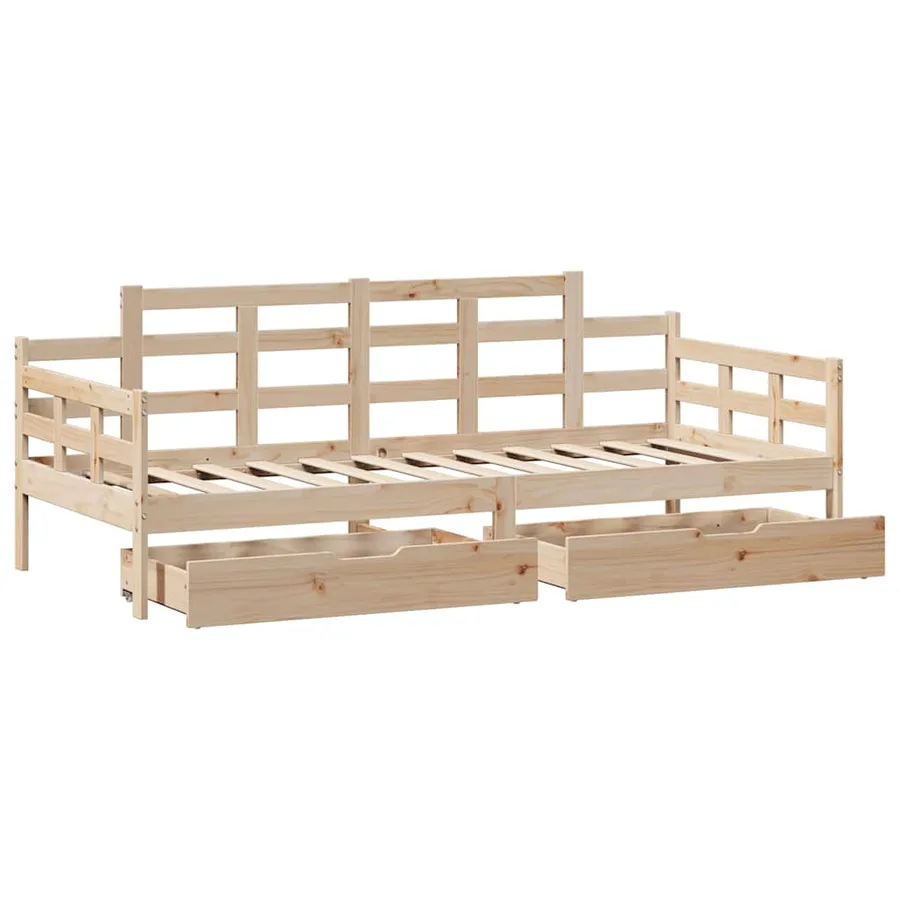 Lit de jour avec tiroirs sans matelas 80x200 cm bois massif - 9