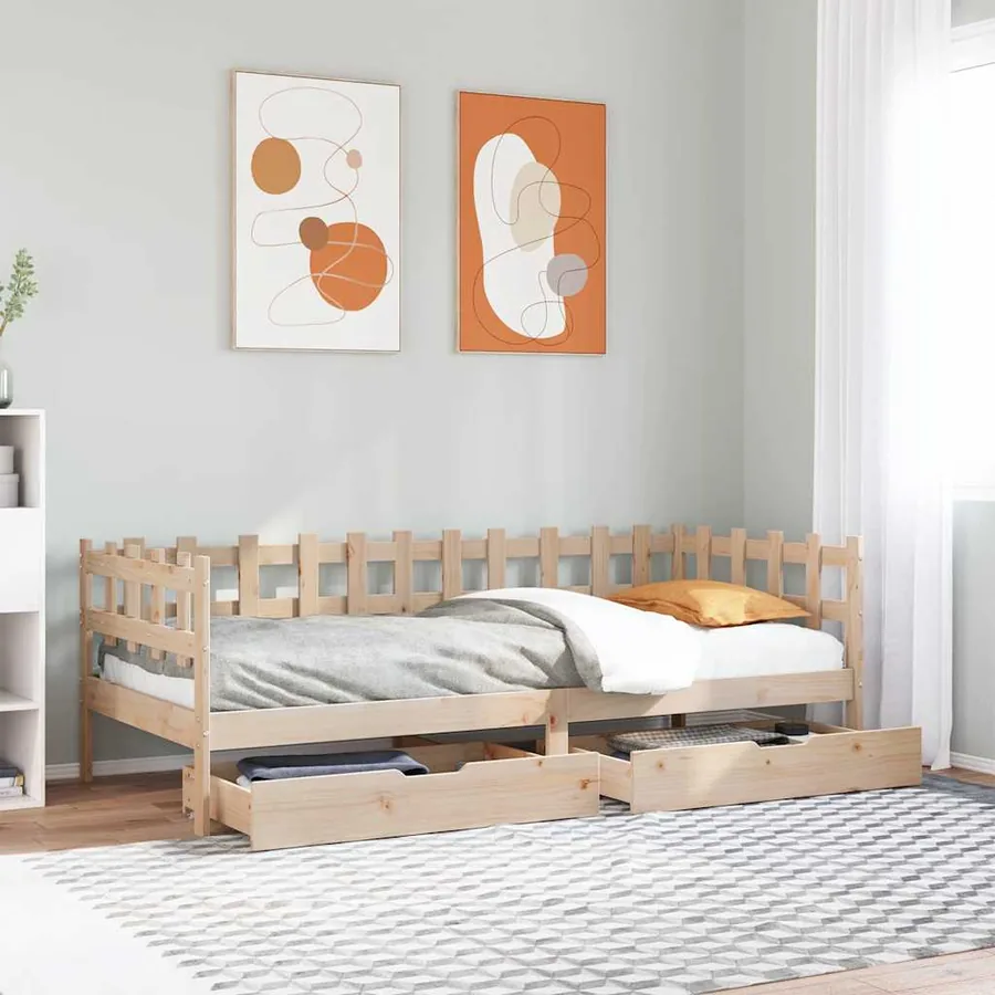 Lit de jour avec tiroirs sans matelas 90x200 cm bois massif