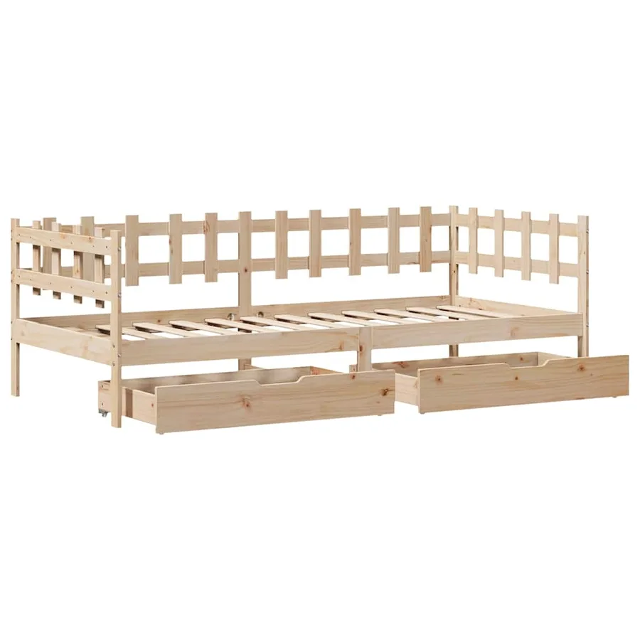 Lit de jour avec tiroirs sans matelas 90x200 cm bois massif - 9
