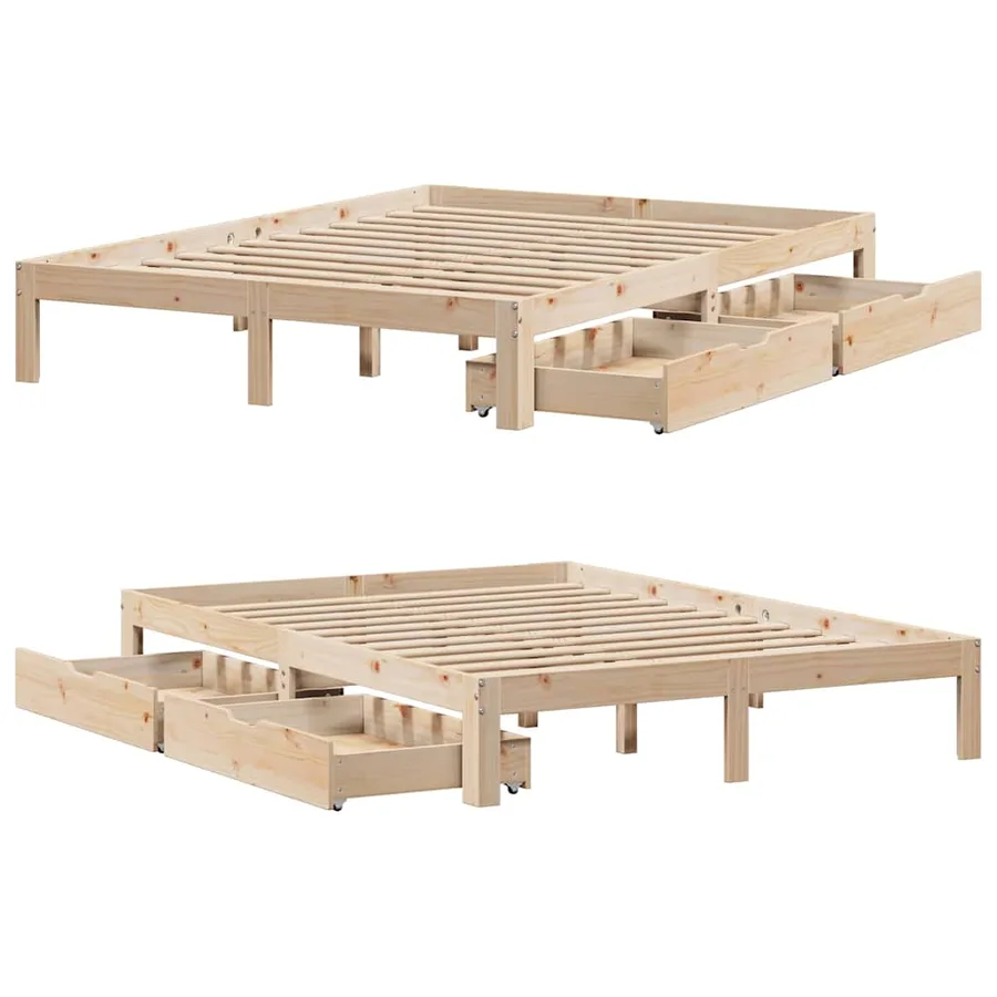 Cadre de lit avec tiroirs sans matelas 140x190 cm - 9