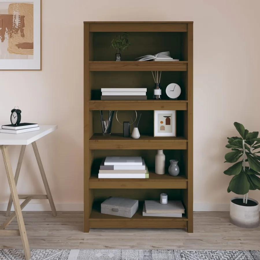 Bibliothèque Marron miel 80x35x154 cm Bois de pin massif - 3