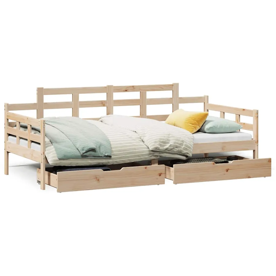 Lit de jour avec tiroirs sans matelas 90x200 cm bois massif - 2