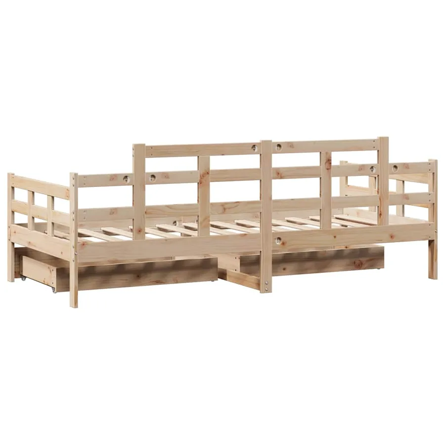 Lit de jour avec tiroirs sans matelas 90x200 cm bois massif - 6