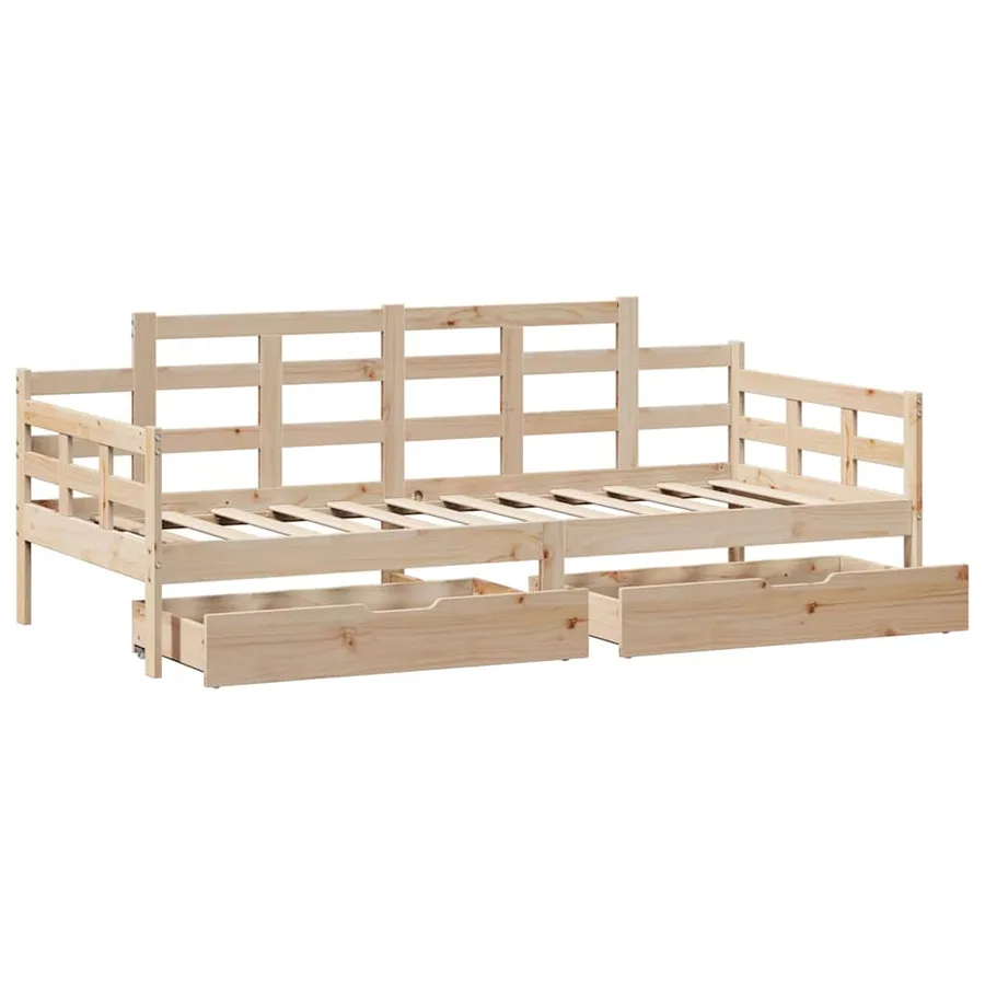 Lit de jour avec tiroirs sans matelas 90x200 cm bois massif - 9