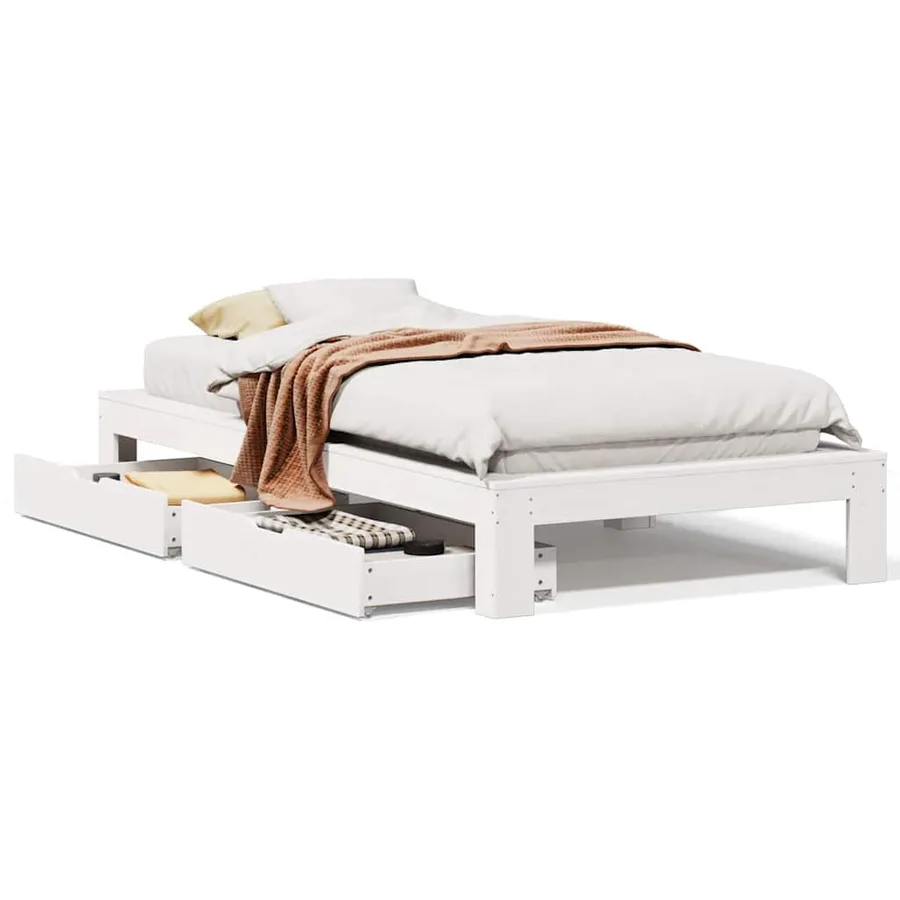 Cadre de lit sans matelas blanc 90x200 cm bois de pin massif - 2