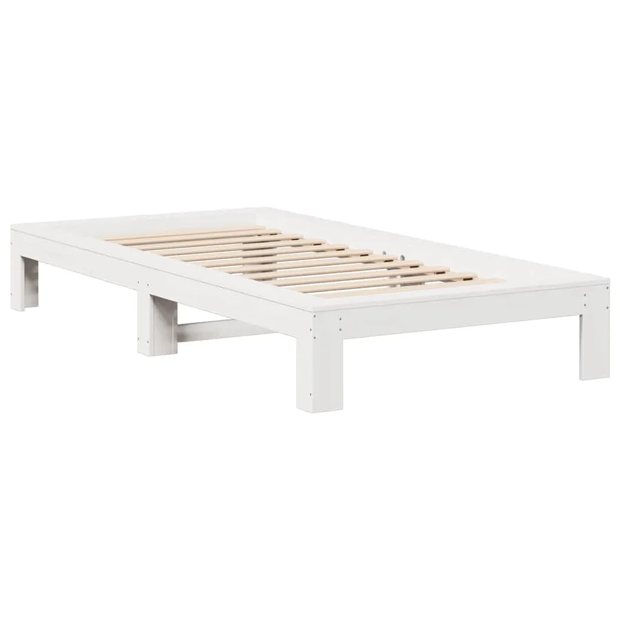 Cadre de lit sans matelas blanc 90x200 cm bois de pin massif - 5