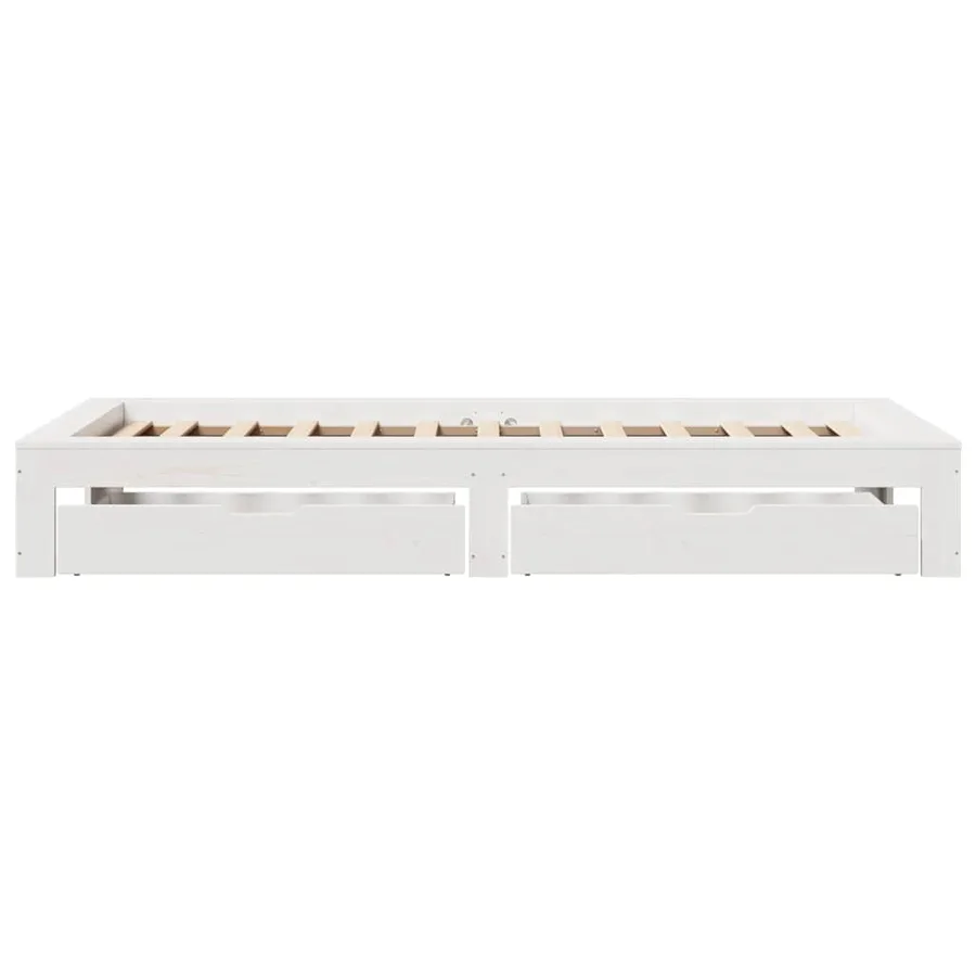 Cadre de lit sans matelas blanc 90x200 cm bois de pin massif - 7