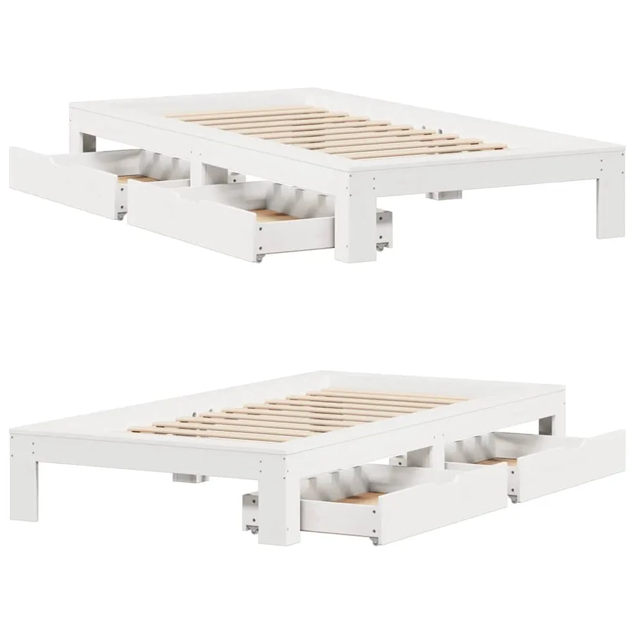 Cadre de lit sans matelas blanc 90x200 cm bois de pin massif - 9