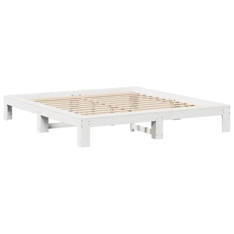 Cadre de lit sans matelas blanc 150x200 cm bois de pin massif - 5