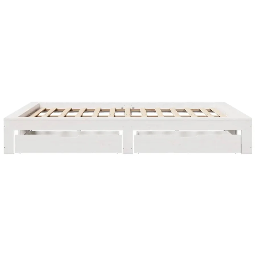 Cadre de lit sans matelas blanc 150x200 cm bois de pin massif - 7