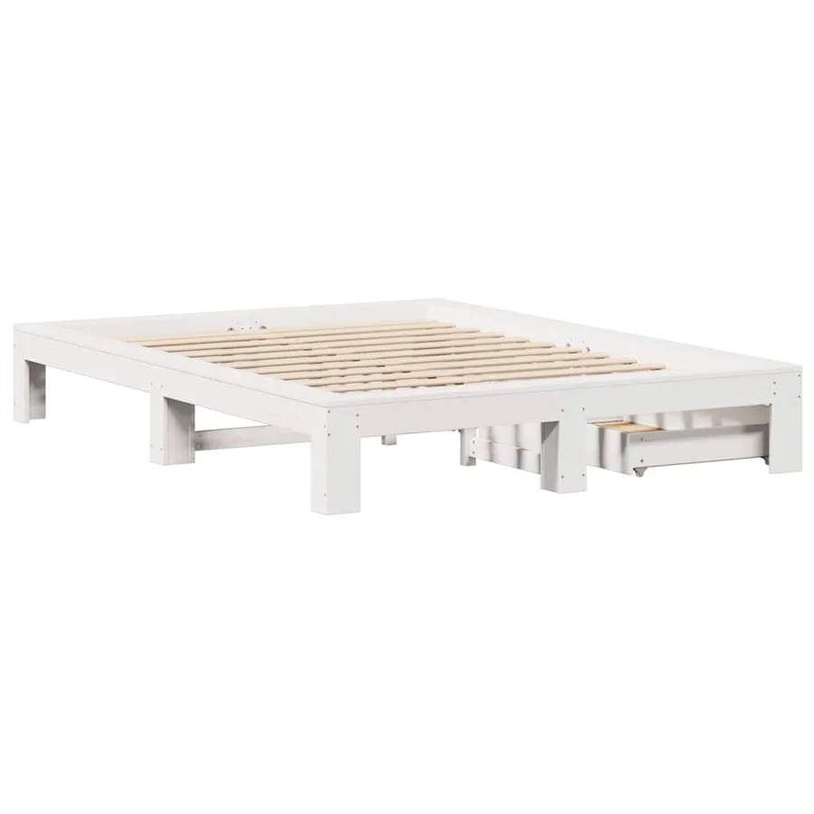 Cadre de lit sans matelas blanc 150x200 cm bois de pin massif - 8
