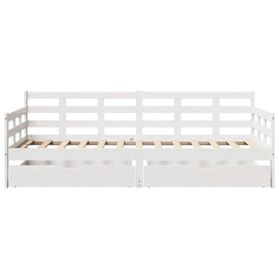 Lit de jour et tiroirs sans matelas blanc 80x200 cm bois massif - 4