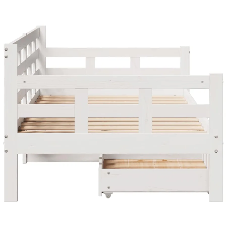 Lit de jour et tiroirs sans matelas blanc 80x200 cm bois massif - 5