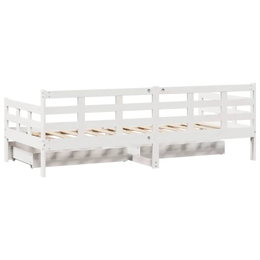 Lit de jour et tiroirs sans matelas blanc 80x200 cm bois massif - 6