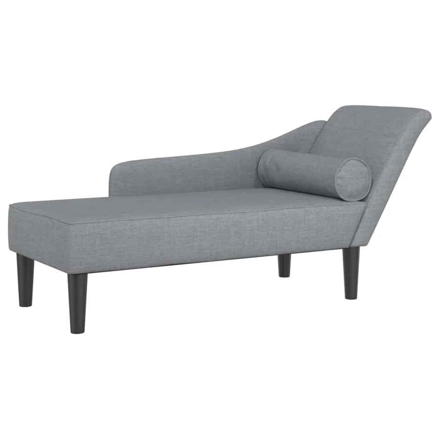 Chaise longue avec coussins gris clair tissu - 2