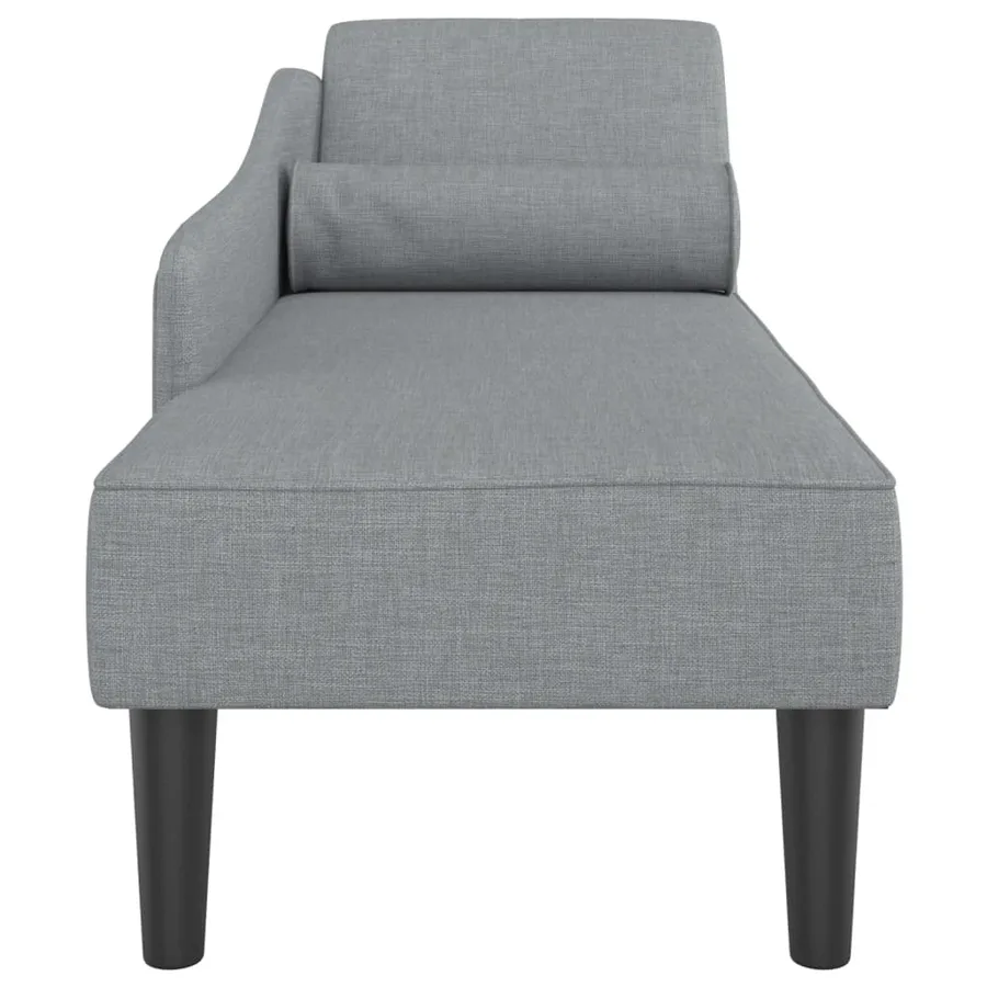 Chaise longue avec coussins gris clair tissu - 4