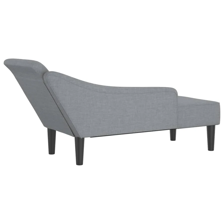 Chaise longue avec coussins gris clair tissu - 5