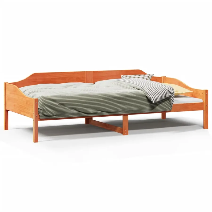 Cadre de lit sans matelas cire marron 90x200 cm bois pin massif - 2