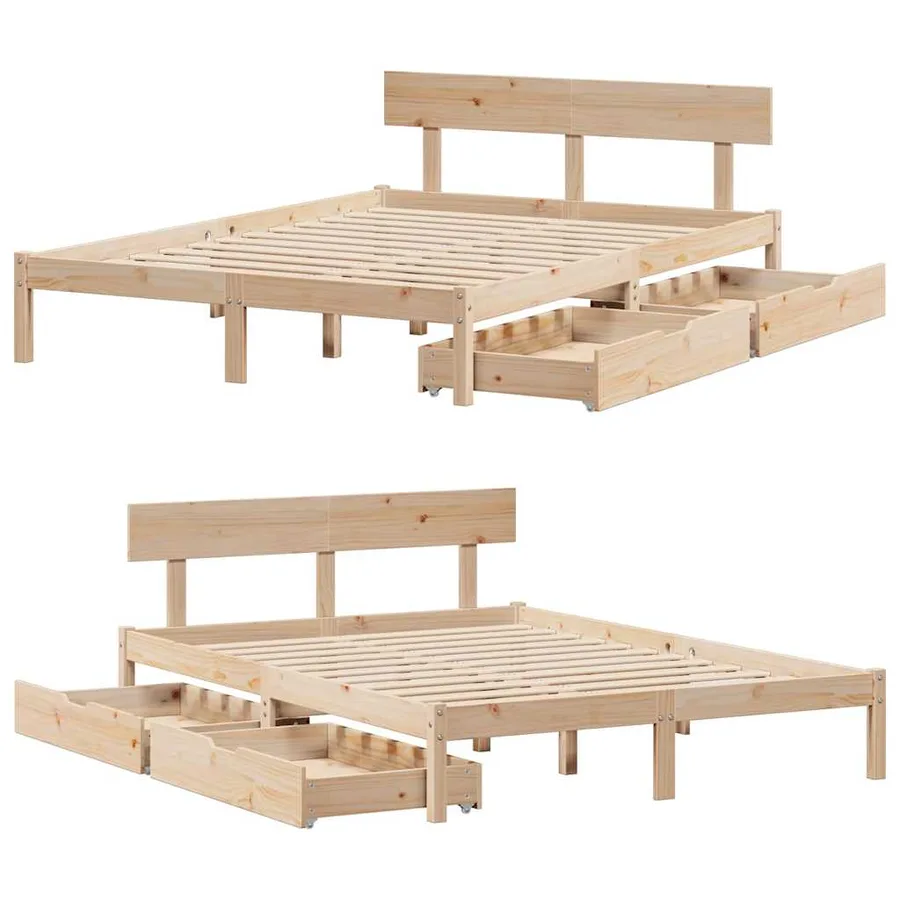Cadre de lit sans matelas 140x200 cm bois massif de pin - 9