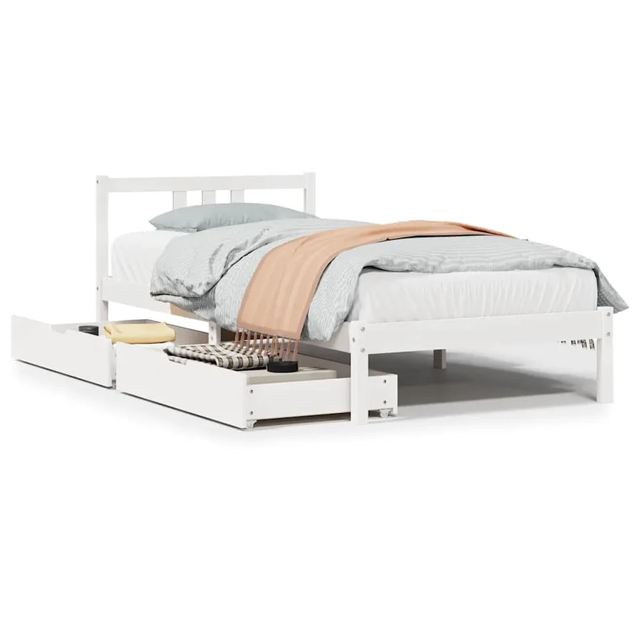 Cadre de lit sans matelas blanc 90x200 cm bois de pin massif - 2