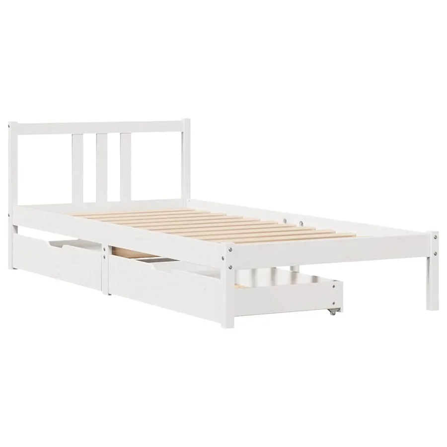 Cadre de lit sans matelas blanc 90x200 cm bois de pin massif - 3