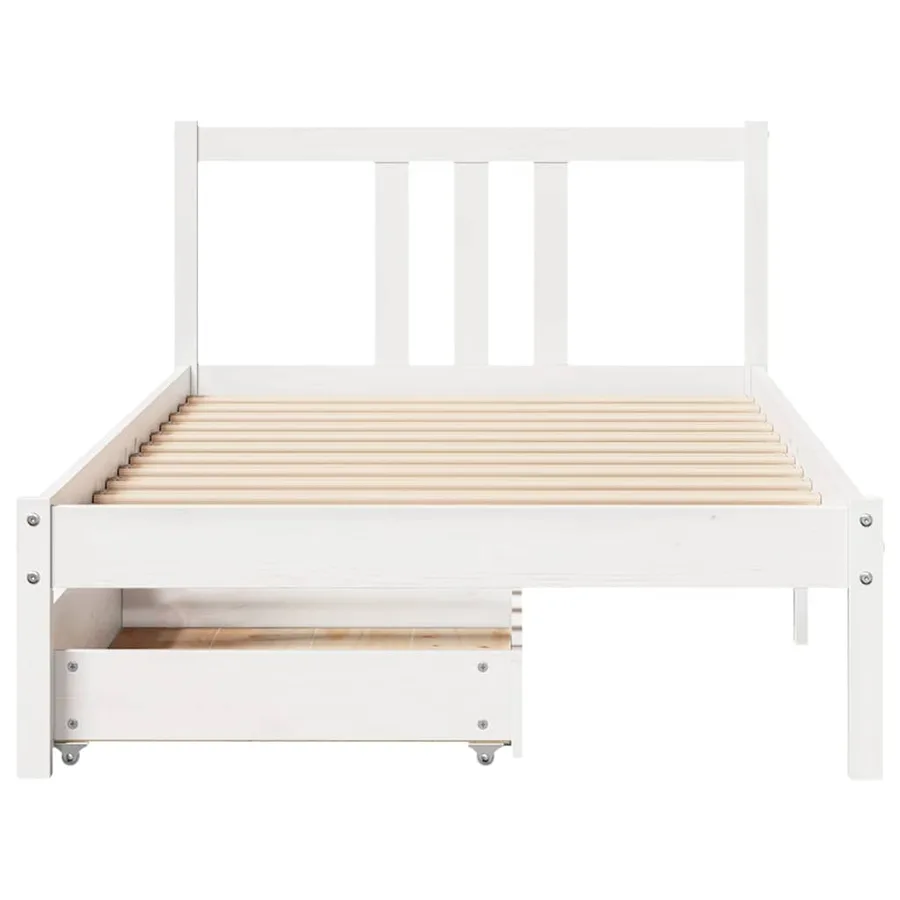 Cadre de lit sans matelas blanc 90x200 cm bois de pin massif - 4