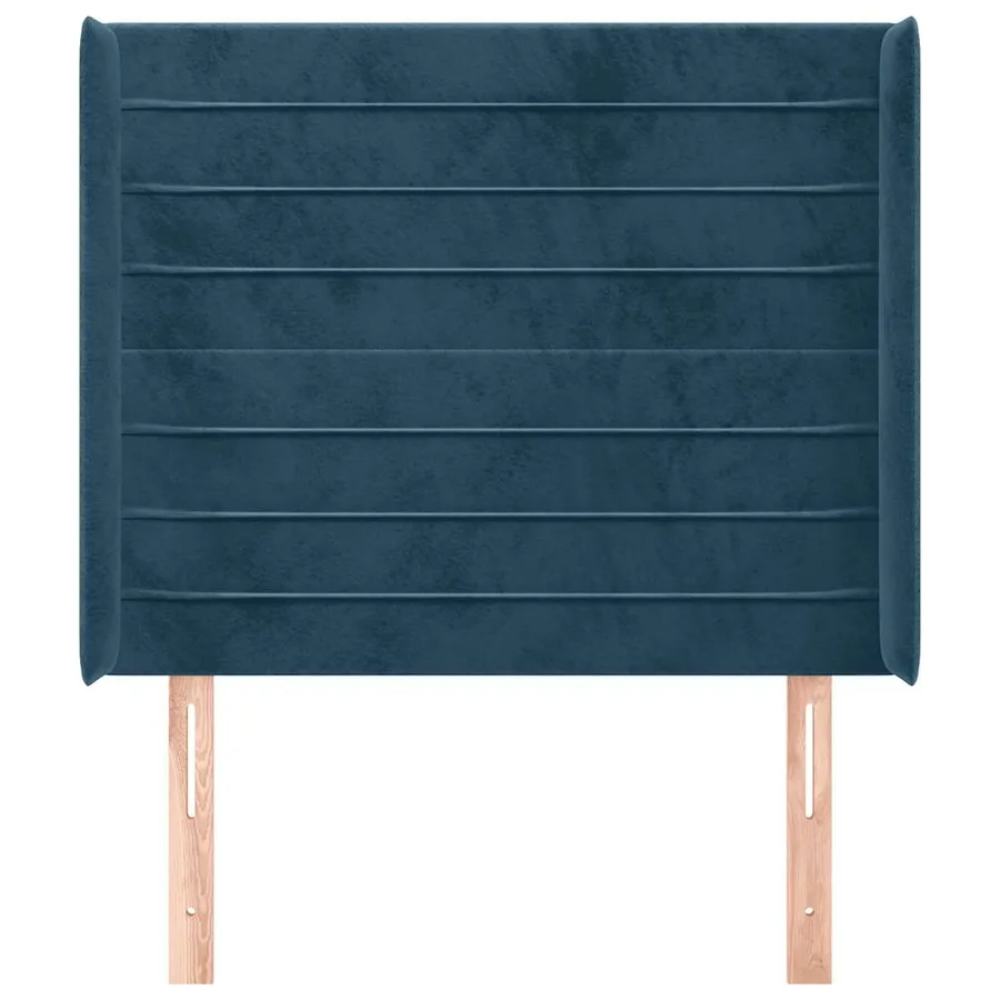Tête de lit avec oreilles Bleu foncé 103x16x118/128 cm Velours - 3