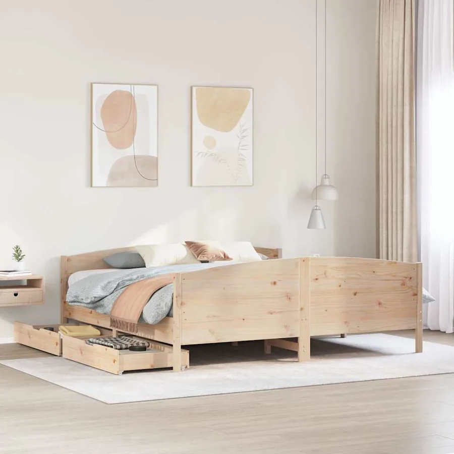 Cadre de lit sans matelas 200x200 cm bois massif de pin