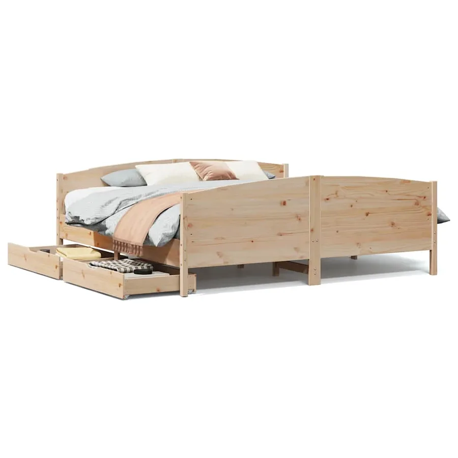 Cadre de lit sans matelas 200x200 cm bois massif de pin - 2