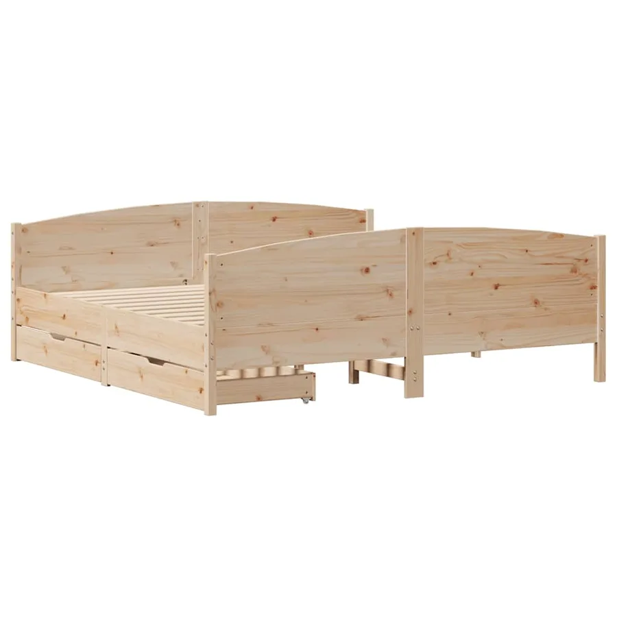 Cadre de lit sans matelas 200x200 cm bois massif de pin - 3