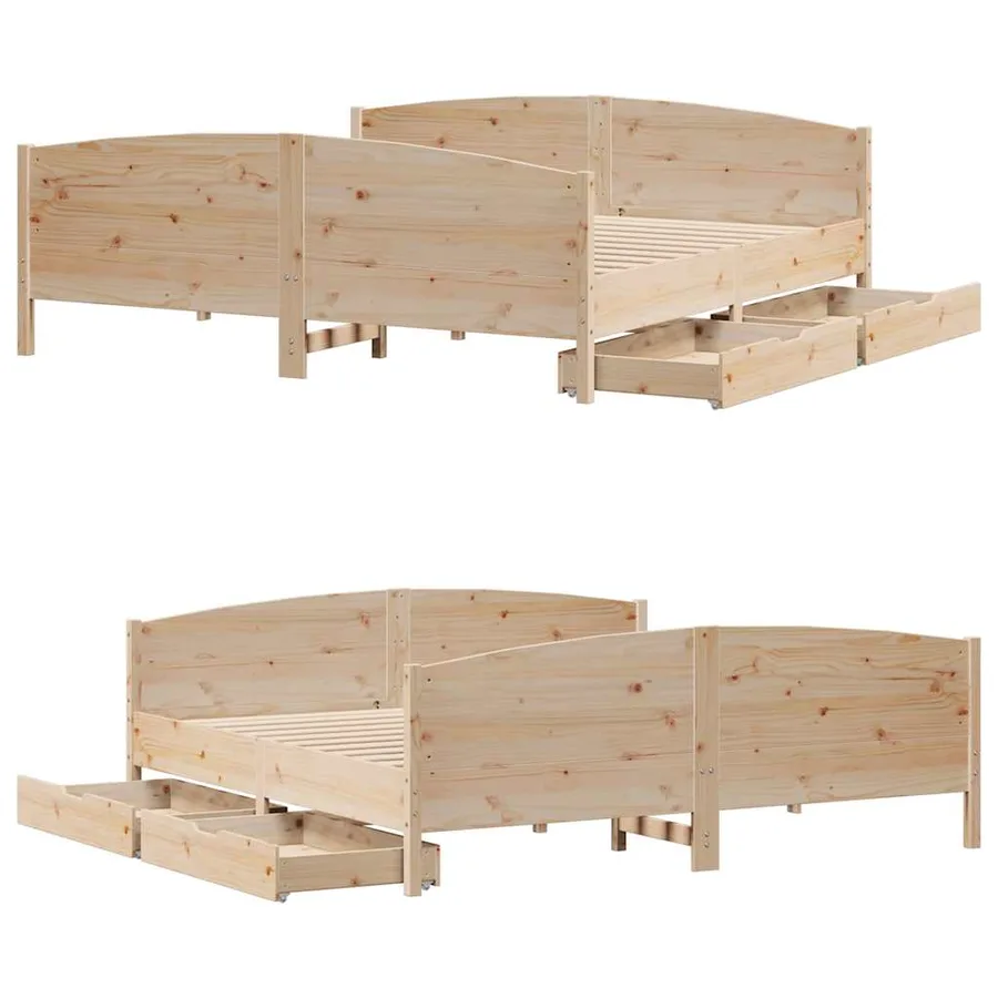 Cadre de lit sans matelas 200x200 cm bois massif de pin - 9