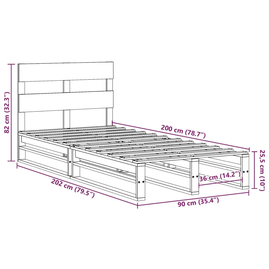 Cadre de lit sans matelas blanc 90x200 cm bois de pin massif - 12