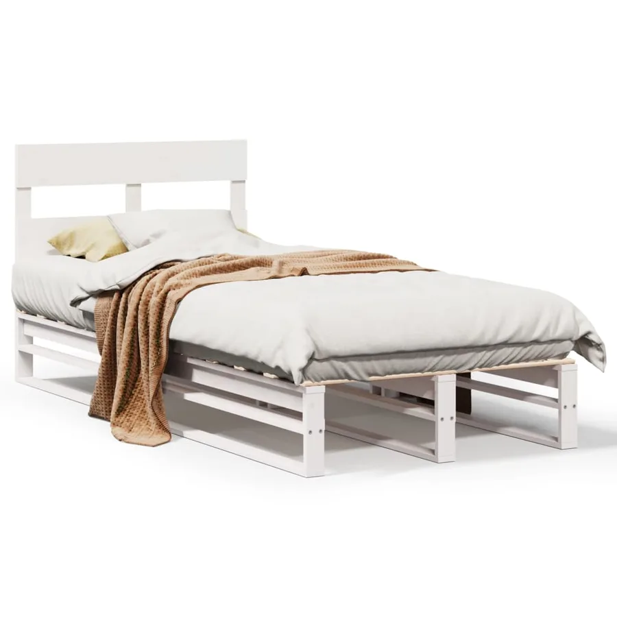 Cadre de lit sans matelas blanc 90x200 cm bois de pin massif - 2