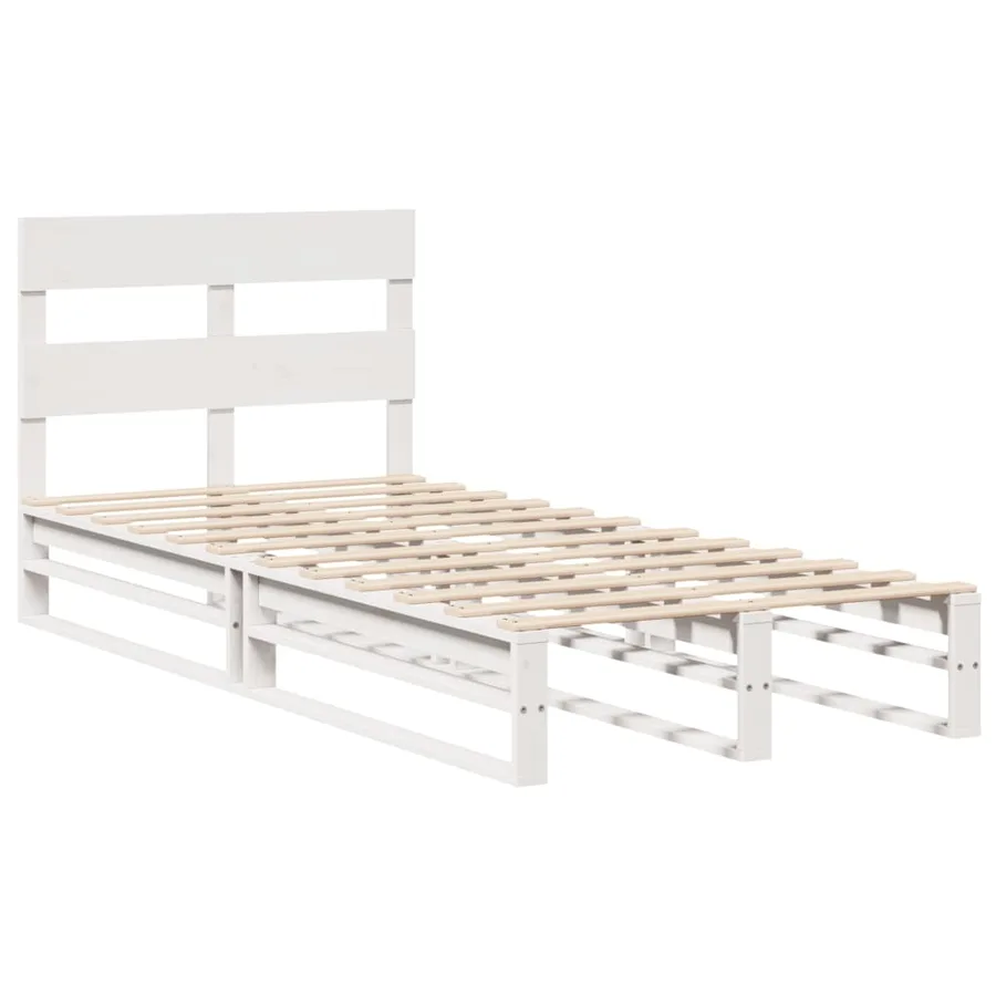 Cadre de lit sans matelas blanc 90x200 cm bois de pin massif - 3