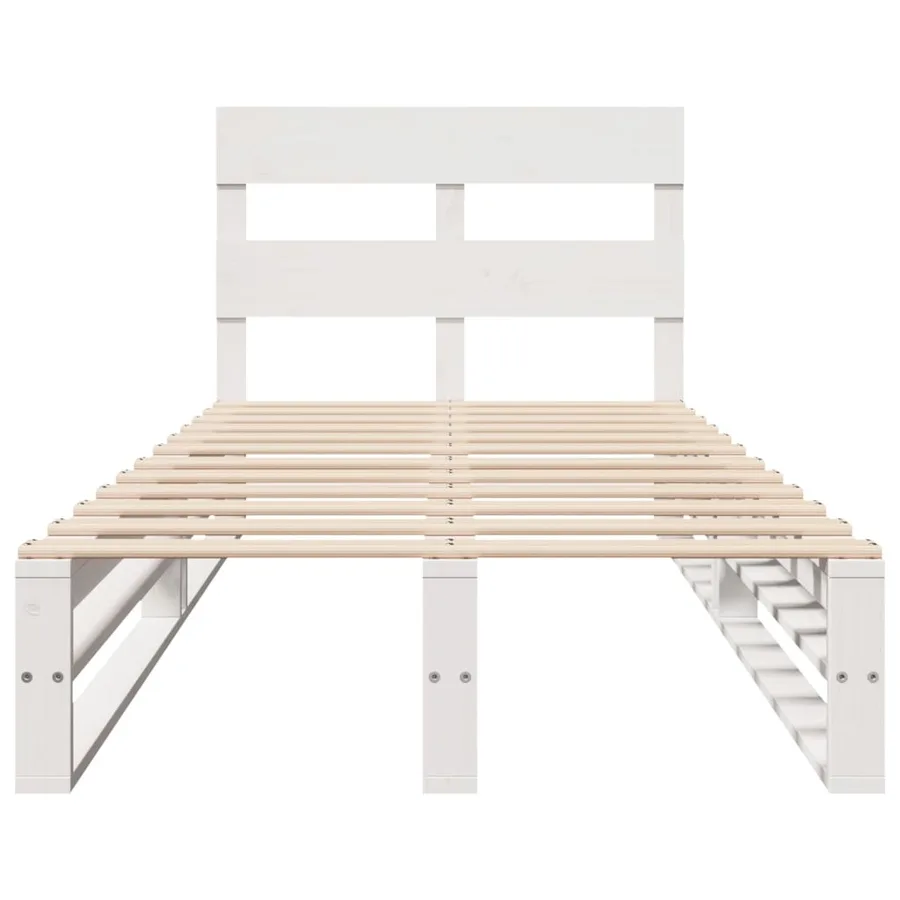 Cadre de lit sans matelas blanc 90x200 cm bois de pin massif - 4