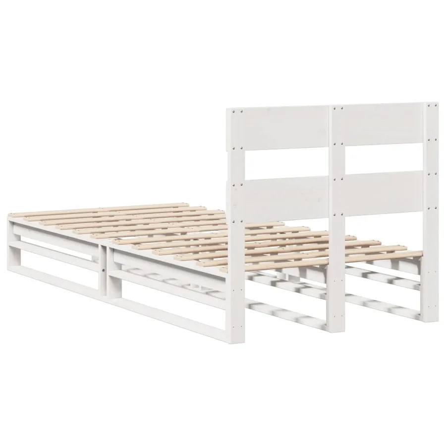 Cadre de lit sans matelas blanc 90x200 cm bois de pin massif - 8