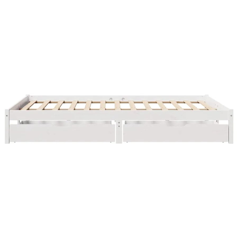Cadre de lit sans matelas blanc 150x200 cm bois de pin massif - 5