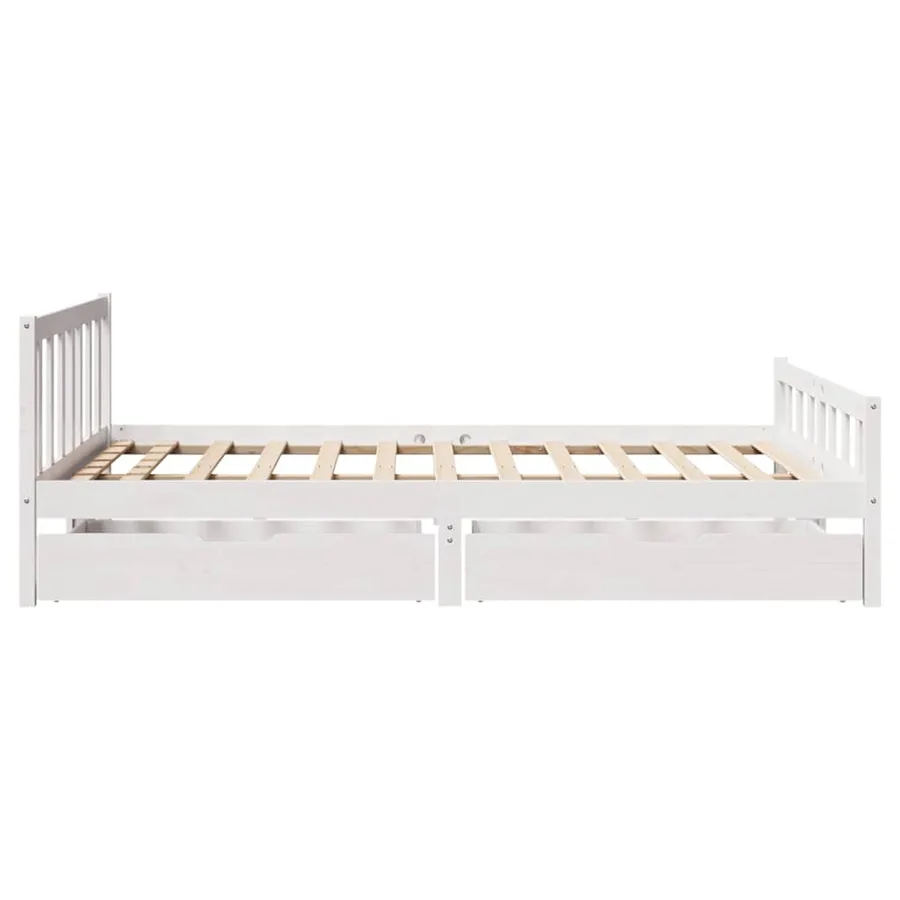 Cadre de lit sans matelas blanc 150x200 cm bois de pin massif - 5